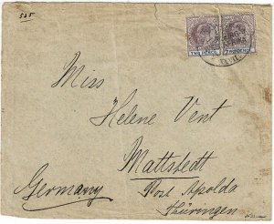 Lagos 1906 Deutsche Seapost/Hamburg/West Afrika cancel on cover to Germany