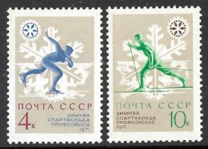 RUSSIA USSR 1970 Trade Union Winter Games Set Sc 3796-3797 MNH