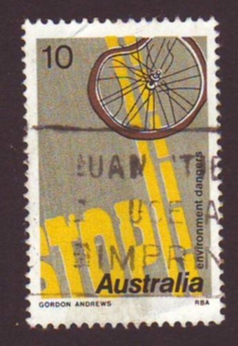 Australia 1974 Sc#607, SG#586 10c Road Safety, Bicycles USED.