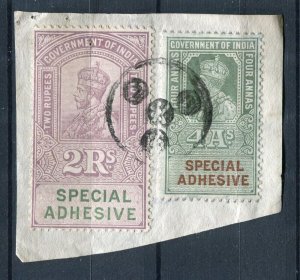 INDIA; Early 1900s GV Portrait type Revenue issues fine POSTMARK PIECE