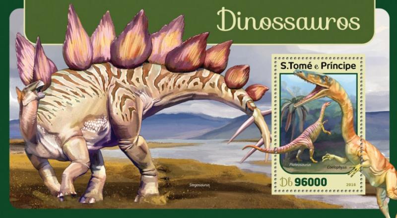 SAO TOME - 2016 - Dinosaurs - Perf Souvenir Sheet -MNH