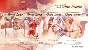 SIERRA LEONE - 2015 - Pope Francis - Perf 4v Sheet - Mint Never Hinged