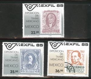 MEXICO Scott 1382-84 MNH** from 1985 stamp on stamp set