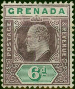 Grenada 1906 6d Purple & Green SG72ba 'Damaged Frame & Crown' Fine MM Scarce