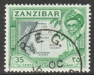 Zanzibar Scott 255 - SG364, 1957 Sultan 35c used