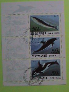 KOREA STAMP:1992-SC#3152a KOREA  RARE WALES & DOLPHINS-CTO-MNH S/S SHEET