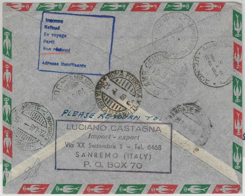 52079 - ITALY -  POSTAL HISTORY - 1ST FLIGHT COVER: ROME - ATHENES -  LYDDA 1949 