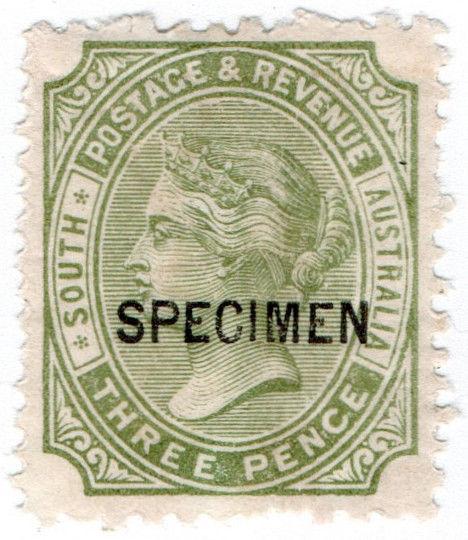 (I.B) Australia Postal : South Australia 3d Sage Green (SG 183) inv watermark