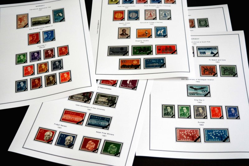 COLOR PRINTED NORWAY 1855-2010 STAMP ALBUM PAGES (183 illustrated pages)