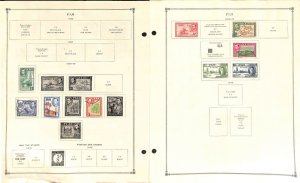 Fiji Stamp Collection on 6 Scott International Pages, 1878-1959