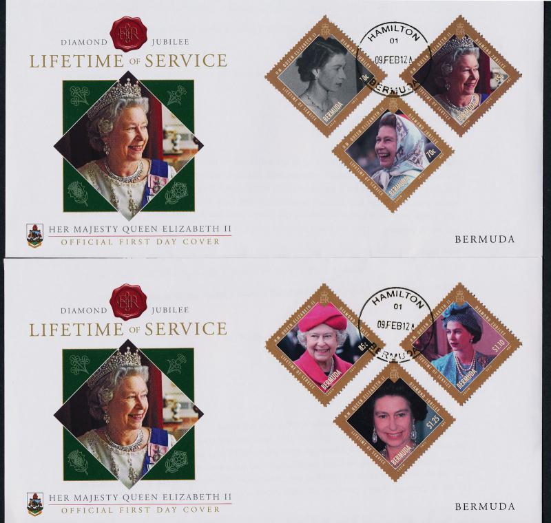 Bermuda 1034-9 on FDC's - Queen Elizabeth Diamond Jubilee