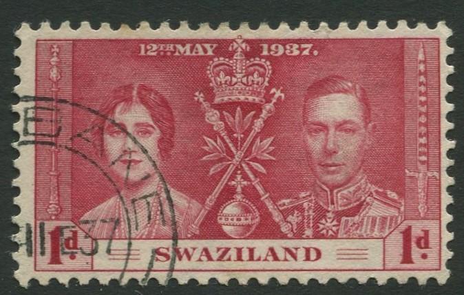 Swaziland - Scott 24 - Coronation - 1937 - FU - Single 1p Stamp