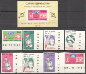 B0655 Imperf 1968 Paraguay Space Exploration #1567-74+Bl84 Michel 82 Euro Mnh