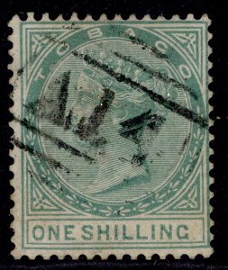 TOBAGO QV SG4, 1s green, USED. Cat £130.