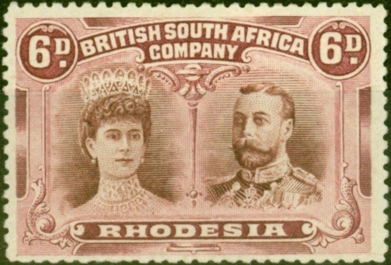 Rhodesia 1910 6d Brown & Mauve SG144 Fine Mtd Mint