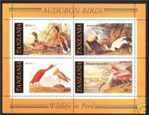 TANZANIA SC#309a - AUDUBON - BIRDS DUCK M/S (1986) MNH