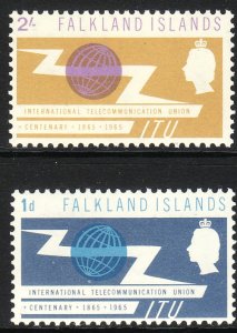 1965 Falkland Island I.T.U. complete set MNH Sc# 154 / 155 CV $6.75