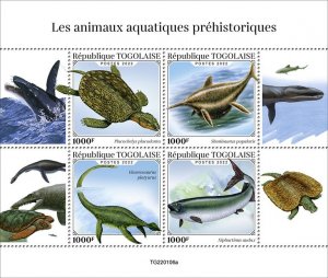 TOGO - 2022 - Prehistoric Water Animals - Perf 4v Sheet - Mint Never Hinged