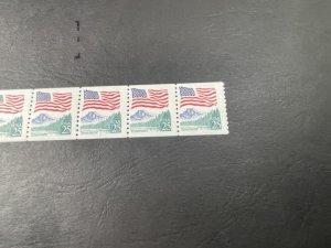 U.S.# 2280a-MINT/NH-PLATE # COIL STRIP OF 5(P#11)--FLAG & YOSEMITE--1988