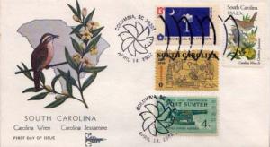 United States, First Day Cover, Birds, Flowers, South Carolina