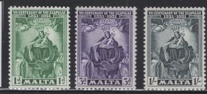 WC1_35138 BRITISH COL.:MALTA. 1951 set. Sc.232-234. MLH