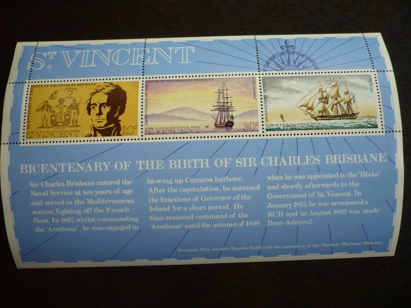 Stamps - St. Vincent - Scott# 343a - Mint Never Hinged Souvenir Sheet