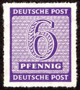 1945, Germany, 6pf, MNH, Mi 117DX (Rouletted 16)