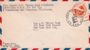 United States A.P.O.'s 6c Monoplane Air Envelope 1944 U.S. Army Postal Servic...