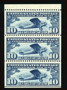 US C10a 10? 1927 Lindbergh Airmail Booklet Pane Position J Fine Unused OG Hinged