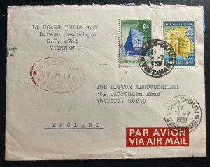 1958 Quan Buu South VietNam Army PO 4784 Airmail Cover to Watford England