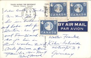 Canada 5c NATO (3) 1959 Montreal, P.Q. Canada PPC Airmail to Koln-Holweide, G...