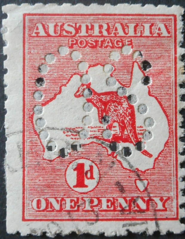 Australia 1913 One Penny Die II Kangaroo Official SG O2d used