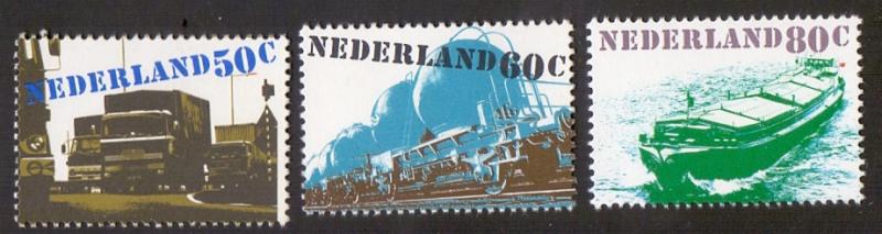 Netherlands   #602-604  MNH  1980   transport   ship truck train