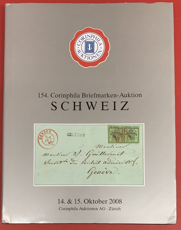 Switzerland Rarities Specialized, Corinphila, Zurich, Sale 154, Oct. 14-15, 2008