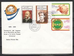 Honduras, Scott cat. C668-C671. Centenary of U.P.U. issue. First Day Cover. 