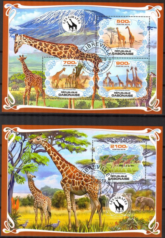 Gabon 2019 Giraffes Sheet + S/S Used / CTO