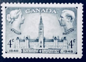 Canada #277 4¢ Responsible Government (1948). Unused. Light hinge mark.