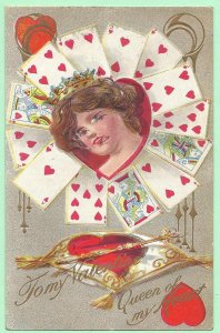 ​2/14/1911 Valentine cover/postcard Misprinted Heart Playing Card Harrisburg, PA