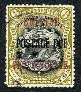 North Borneo SGD42 6c Perf 13.5-14 Post Due used Cat 12 Pounds