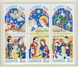 SWEDEN; Lovely MINT Complete BLOCK, 1988 Christmas