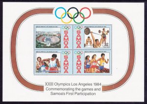 1984 Samoa 545-548/B32 1984 Olympic Games in Los Angeles