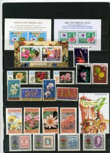 WORLDWIDE FLORA FLOWERS SMALL COLLECTION SET OF 18 STAMPS & 4 S/S MNH