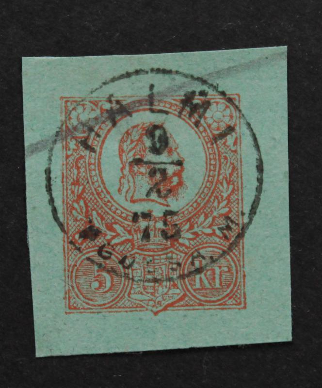 Stamp Hungary Sc# 3 Cut Square Rare Town HALMI SON Handstamp 1875