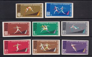 Poland  #1079-1086  MNH  1962 athletic championships  Imperf.