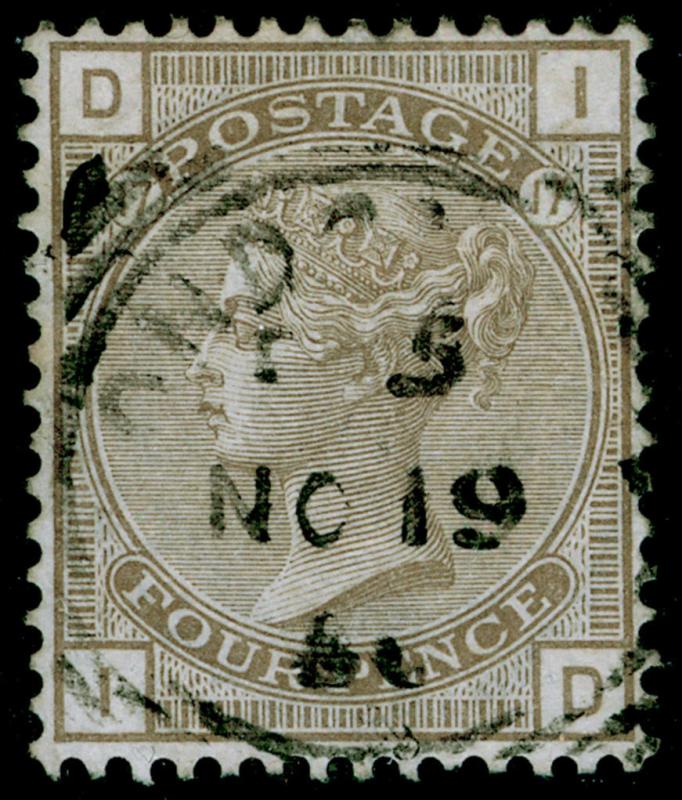 SG154, 4d grey-brown PLATE 17, USED. Cat £525. ID