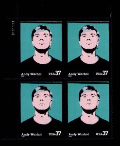 U.S. Scott #3652 Plate Block Mint Never Hinged Andy Warhol  Upper Left 