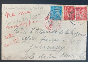 1943 Manche France Postcard Cover To Occupied Guernsey Channel Island