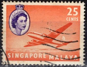 Singapore; 1955: Sc. # 37: O/Used Single Stamp
