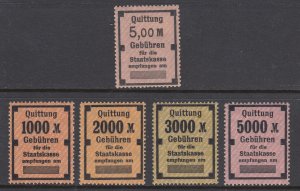 Germany, Prussia, MLH, 1920s Staatskasse Fee Tax Revenues, 5 different, sound