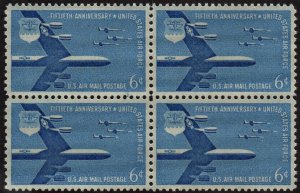 SC#C49 6¢ Air Force Anniversary Block of Four (1957) MNH